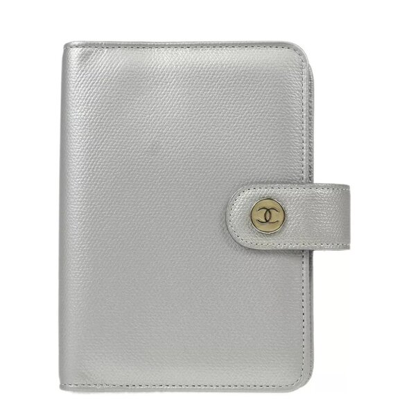 Chanel Silver Calfskin Note Book Cover Small Good - Picture 1 of 7
